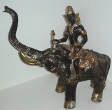 Bouddha sur éléphant en laiton - 3.8kg